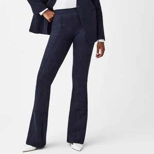Spanx Faux Suede Flare Pants Classic Navy Sz XS Petite
